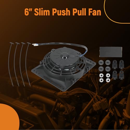 maXpeedingrods 6'' Inch Slim Push Pull Electric Radiator Cooling Fan 650CFM Mount Kit Universal 12V 80W - size: 6 inch