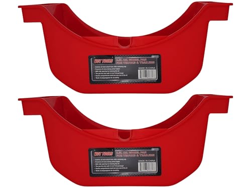VCT Truck and Trailer Wheel Axle Seal Oil Drain & Drip Pan, 2.5L Oil Pan, 2/3 Gallon Reusable for Trucks & Trailers Wheel Hub Red 2-Pack