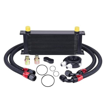 EVIL ENERGY 16 Row Oil Cooler Kit, 10AN Engine Cooler Radiator Universal - size: 16 Row