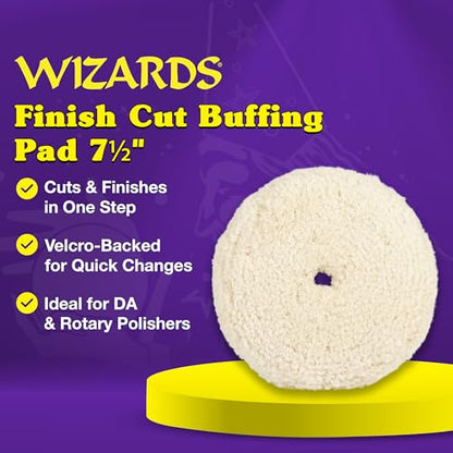 Wizards Finish Cut Buffing Pad - Blended Wool & Polyester - 7.5" x 1.5" - color: Finish Cut Buff Pad