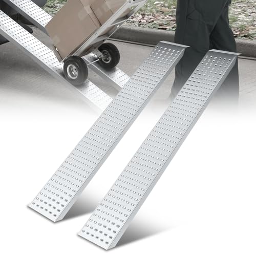 Auto Dynasty 2PCS 63" x 9" Heavy Duty Loading Ramps 880Lbs for Truck ATVs - size: 63" (Silver)