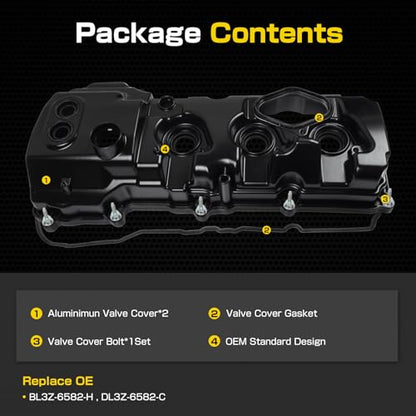 Upgrade Aluminum Engine Valve Cover kit Compatible with Ford F-150 Expedition 2013-2017 Transit 150 250 350 2015-2022 Lincoln Navigator 2015-2017 Replacement for BL3Z-6582-H DL3Z-6582-C Left & Right