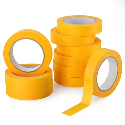 TYI Orange Masking Tape - 1 Inch x 55 Yards - Premium Painter's Tape for Clean Lines, Easy Removal, High Visibility, and Multi-Surface Use - Ideal for Painting, Crafting, and Automotive Detailing - size: 10 Rolls x 1 inch x 55 Yards