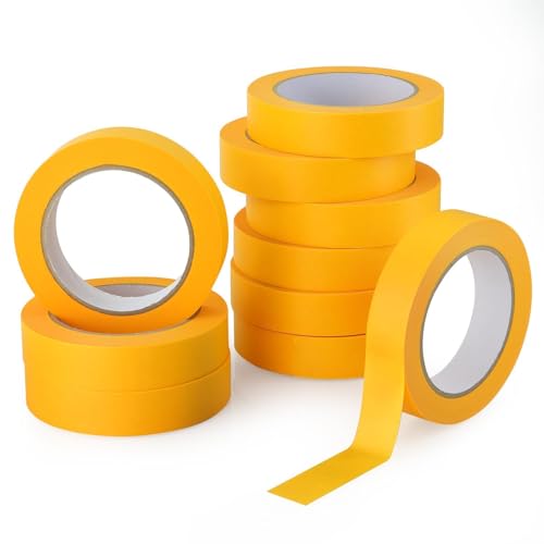 TYI Orange Masking Tape - 1 Inch x 55 Yards - Premium Painter's Tape for Clean Lines, Easy Removal, High Visibility, and Multi-Surface Use - Ideal for Painting, Crafting, and Automotive Detailing - size: 10 Rolls x 1 inch x 55 Yards