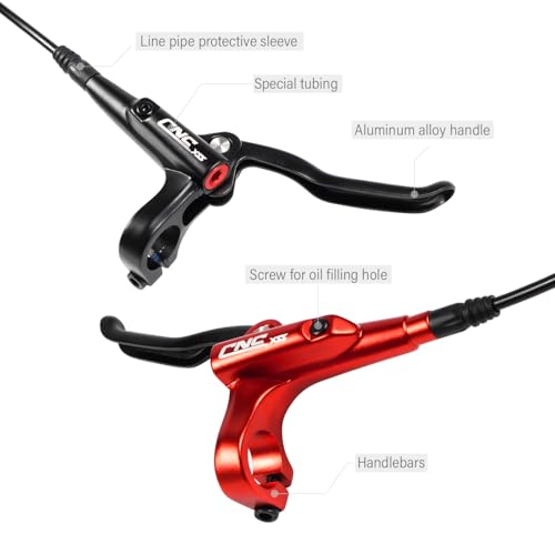 CNC MTB Hydraulic Disc Brake Set，Mountain Bike Hydraulic Disc Brakes Right Front 800mm Left Rear 1450mm Hydraulic Brake，Black - color: Black-Rear