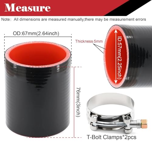 2-1/4 inch Silicone Coupler ID 2.25" Intake Intercooler Turbo Hose Coupling - size: 2.25 Inch