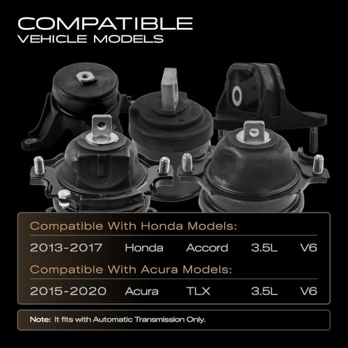Engine Motor Trans Mount Hydraulic Set of 5 Compatible with Accord and TLX - size: 2013-2017 Accord V6 3.5L / 2015-2020 TLX