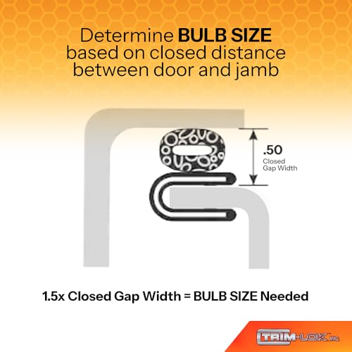 TRIM-LOK Trim Seal, Edge Trim with Side Bulb, Fits 0.625-Inch Bulb, 1/16-Inch Edge, 25-Foot Length, Black Pebble Finish, Flexible PVC Plastic Trim with EPDM Rubber Weather Stripping - style: 0.625" Bulb, 1/16" Edge, 9/16" Leg, 25 Feet