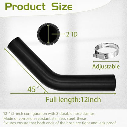 2 inches Inside 45 Degree Coolant Radiator Hose, 5.9” Leg Length, Heavy-Duty 3-Ply Reinforced Silicone Elbow Coupler Hose for Turbo Intake, Cooling System, Marine & Industrial Use - style: 45 Degree