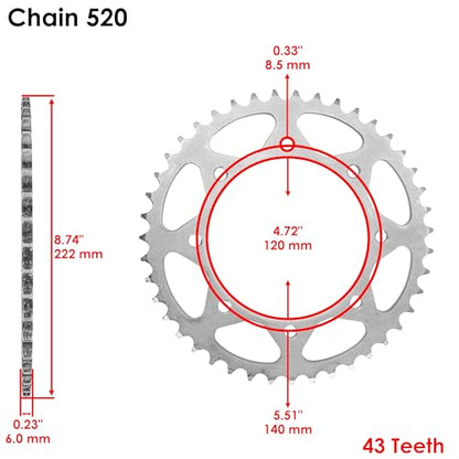 Caltric O-Ring Drive Chain and Sprocket Kit Compatible with Kawasaki KLR650 KL650A KL650E 1990-2016