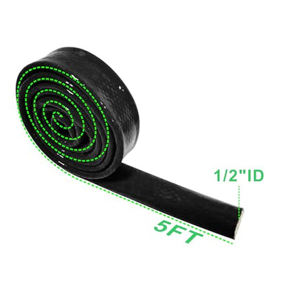 Fuel Line Heat Shield Insulation Heat Shielded Fire Fire Sleeve Silicone Coated Fiberglass Heat Protection for Automotive Hose Lines & Electrical Wiring-（Black 1/2" ID x5FT） - color: Black, size: 1/2" ID x 5FT