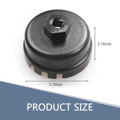 Oil Filter Wrench, Oil Filter Removal Tool, 64mm 14 Flute Oil Filters Wrench, Fits 2.5-5.7L Engine with Cartridge Style, for 4 Runner, RAV4, Highlander (Black)