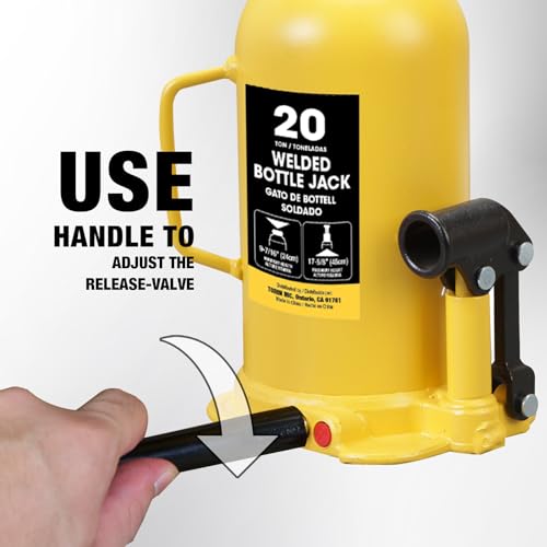 YELLOW JACKET 20 Ton Bottle Jack All Welded Hydraulic Jack with 2-Section Long Handle, for Car, Pickup Truck, Truck, RV, Auto Repair, Industrial Engineering - size: 20 ton standard