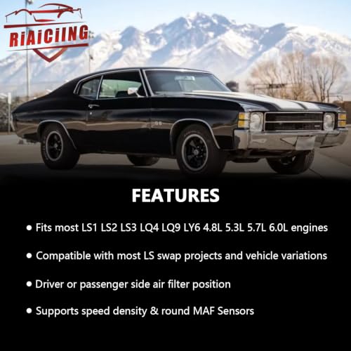 4'' LS Swap Cold Air Intake for LS1 LS2 LSX Camaro Chevelle - color: Black