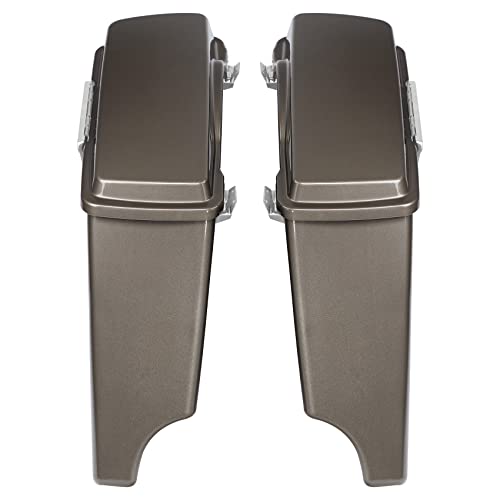 TCMT 5" Stretched Extended Saddlebags Fit For Harley Touring Road Glide Road King Electra Glide Ultra Classic 93-13 Street Glide FLHX 2008-2010 Painted ABS - color: Pewter Pearl Chrome Latches