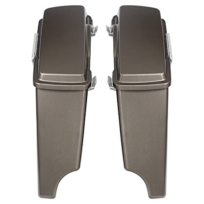 TCMT 5" Stretched Extended Saddlebags Fit For Harley Touring Road Glide Road King Electra Glide Ultra Classic 93-13 Street Glide FLHX 2008-2010 Painted ABS - color: Pewter Pearl Chrome Latches