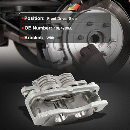 cciyu Front Left Disc Brake Caliper Assembly w/Bracket 18B4798A - size: Front Left[18B4798A]