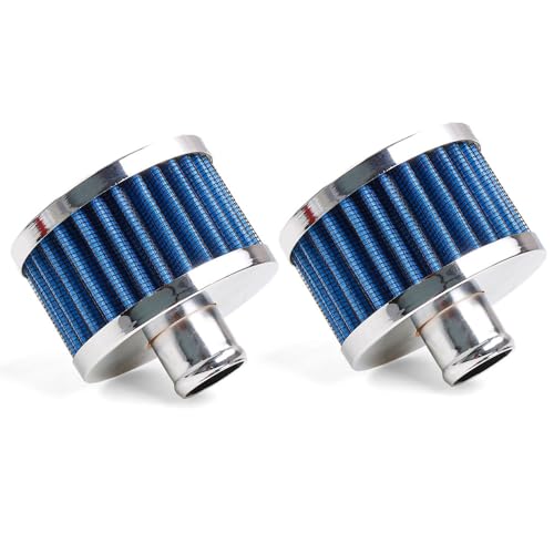 23mm Car Air Filter Universal Cold Air Intake Filter High Flow Vent Valve Cover Breather Filter (Blue- 2 Pcs) - color: Blue- 2 Pcs