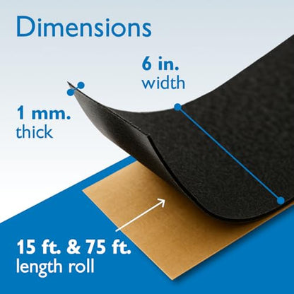 FindTape Polyester 1mm Felt Tape – 6 in. x 15 ft. Felt Strips with Adhesive Backing and Furniture Strips, Great for Arts and Crafts, Classrooms, and Protecting Furniture (Black) - size: 6 in x 15 ft