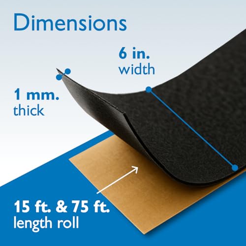 FindTape Polyester 1mm Felt Tape – 6 in. x 75 ft. Felt Strips with Adhesive Backing and Furniture Strips, Great for Arts and Crafts, Classrooms, and Protecting Furniture (Black) - size: 6 in x 75 ft