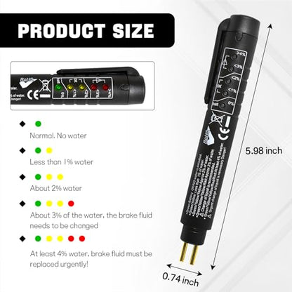 wuyaoyao Brake Fluid Liquid Tester Pen with 5 LED Indicators, DOT 3 DOT 4 DOT 5.1 Brake Fluid Tester Pen, Brake Fluid Liquid Testing Pen Auto Brake Diagnostic Tool for Check Engine