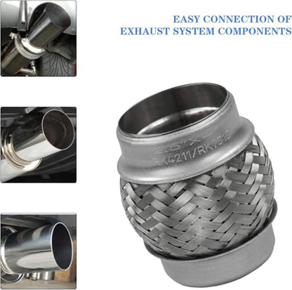 Exhaust Flex Pipe 2.5"x4" Heavy Duty Stainless Steel - size: 2.5"x4"