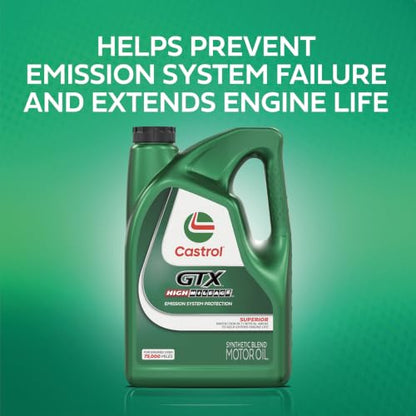 Castrol GTX High Mileage 5W-20 Synthetic Blend Motor Oil, 5 Quarts - size: 5 Quarts