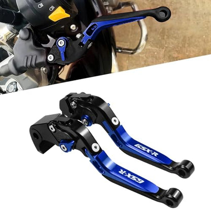 for Suzuki GSXR 600/750(2006-2024) 1000R(2009-2024) GSX-R 1000(2005-2006) Motorcycle Clutch Lever Folding Extendable Adjustable Handlebars Brake and Clutch Levers Set(Blue) - color: Blue