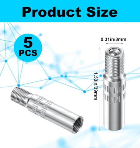 5Pcs Tire Valve Extenders, 39mm Brass Adapter Universal for Car Motorcycle Truck Wheels(Silver)