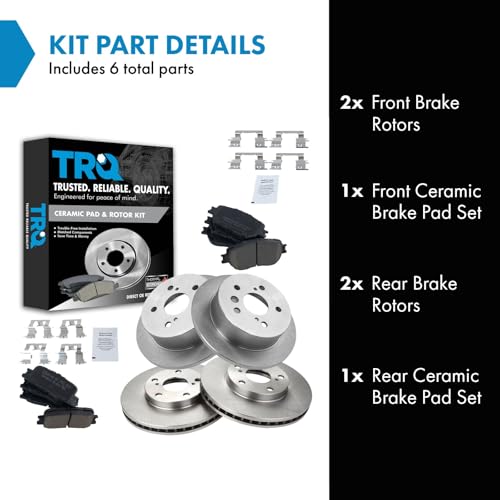 TRQ Front and Rear Ceramic Brake Pad and Rotor Set - style: BKA11251