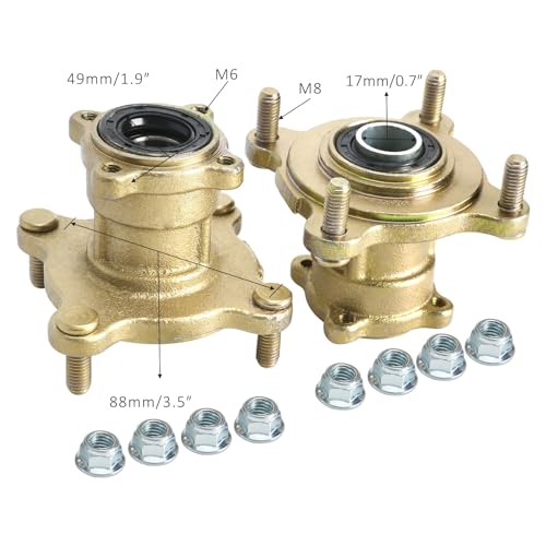 17mm Front Wheel Hub and Steering Knuckle Spindle Kit for Go Kart ATV Quad Buggy Drift Trike Golf Cart UTV, 4-Stud 88mm Wheel Hub Assembly, Heavy-Duty Steel Replacement 70cc 90cc 110cc 125cc 150cc