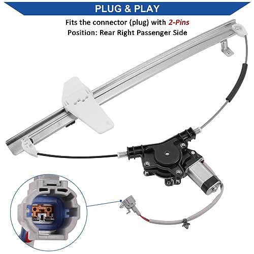 Obaee 748-981 Rear Right Passenger Side Power Window Motor and Regulator Assembly Compatible with Nissan Armada 2005-2015/ Nissan Titan 2004-2015/ Nissan Pathfinder Armada 2004, Replace OE 827207S000 - size: Rear Right Passenger Side