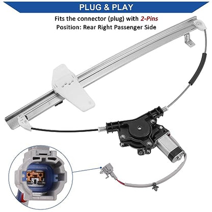 Obaee 748-981 Rear Right Passenger Side Power Window Motor and Regulator Assembly Compatible with Nissan Armada 2005-2015/ Nissan Titan 2004-2015/ Nissan Pathfinder Armada 2004, Replace OE 827207S000 - size: Rear Right Passenger Side