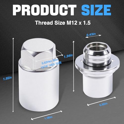 Wheel Lock Lug Nuts Set M12x1.5 Anti Theft Fit Toyota Camry Corolla Tacoma RAV4 Highlander Sienna Prius Venza Avalon C-HR Matrix Celica Mirai Lexus RX350 ES350 IS250 NX200T Replace 00276-00900 - size: 00276-00900 silver