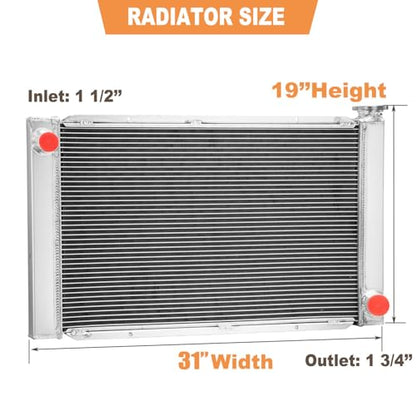3 Row Radiator Replacement for GM CHEVY 31" X 19" Universal Heavy Duty Extreme Cooling Aluminum Radiators