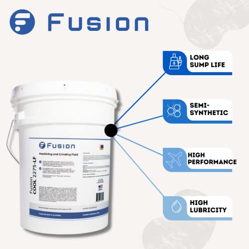 Machining Fluid with Low Foam by Fusion Chemical | Fusion Cool 2275 LF | General Purpose Coolant with Exceptional Low Odor, High-Lubricity | Semi-Synthetic | Microemulsion (5 Gallon Pail) - size: 5 Gallon
