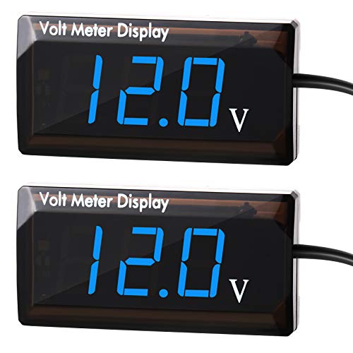 Frienda 2 Pack DC Digital Voltmeter 12V LED Voltage Gauge, Blue Light - color: Blue Light