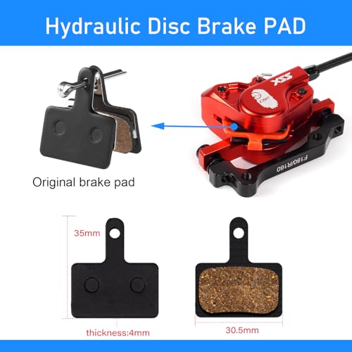 CNC MTB Hydraulic Disc Brake Set，Mountain Bike Hydraulic Disc Brakes Right Front 800mm Left Rear 1450mm Hydraulic Brake，Red - color: Red-Front