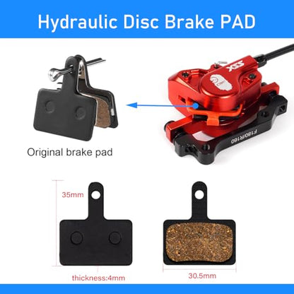CNC MTB Hydraulic Disc Brake Set，Mountain Bike Hydraulic Disc Brakes Right Front 800mm Left Rear 1450mm Hydraulic Brake，Red - color: Red-Front