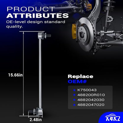 K750043 Zinc-Nickel Alloy Front Stabilizer Sway Bar Links for Toyota Lexus