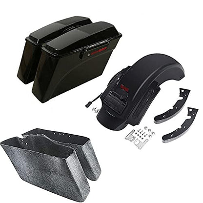 TCMT Hard Saddlebags 6X9" Speaker Lids & Liners Carpet Insert + LED Rear Fender Fit For Harley Touring Road King Electra Glide Street Glide Road Glide Ultra Classic 2009-2013 - color: Rear Fender Smoke Lens, size: Hard Saddlebags 6x9" Lids(Black Latches)