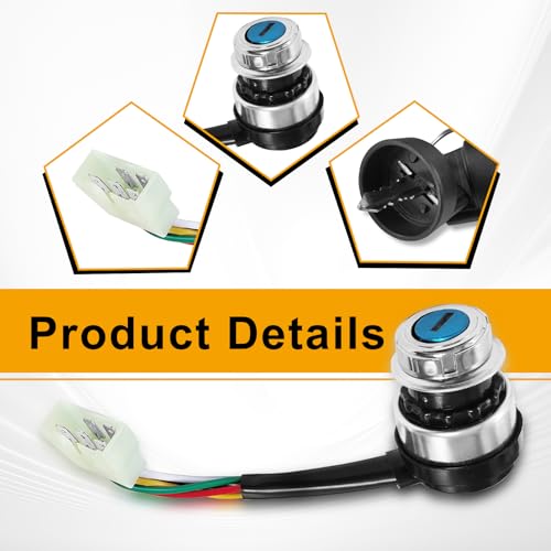 5 Wire 5 Pin Ignition Key Switch, Compatible with 50cc 70cc 90cc 110cc 125cc 150cc 200cc 250cc Go Kart Dune Buggy ATV 4 Wheeler Quad, Equipped with Dust-Proof/Waterproof Cover