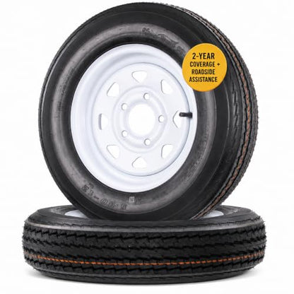 eCustomrim 2-Pack Trailer Tire Rim Assembly 5.30-12 12 Inch 5 Lug White