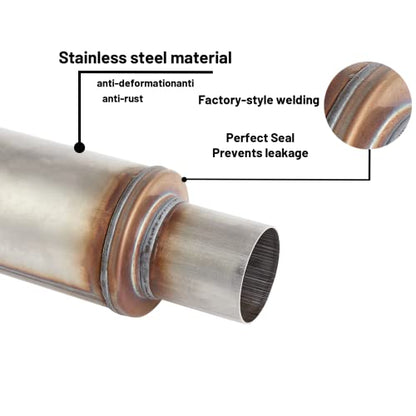 Exhaust Muffler Universal Stainless Steel Straight Through Design,Resonator Super 10 Muffler (2.5'') - size: 2.5''