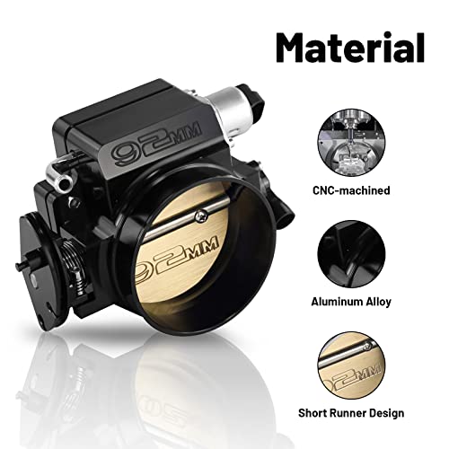 92mm Throttle Body for LS1 LS2 LS6 LS3 LS LS7 SX LS Throttle Body with TPS Throttle Position Sensors IAC Aluminum Black - size: 92MM Black with TPS IAC
