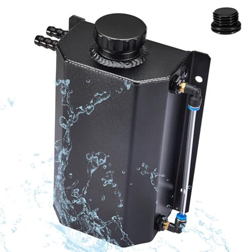 Universal Coolant Overflow Tank,Aluminum Radiator Overflow Tank,Coolant Reservoir Tank,Coolant Radiator Tank,Expansion Tank Recovery Water Tank Reservoir 2L-Black