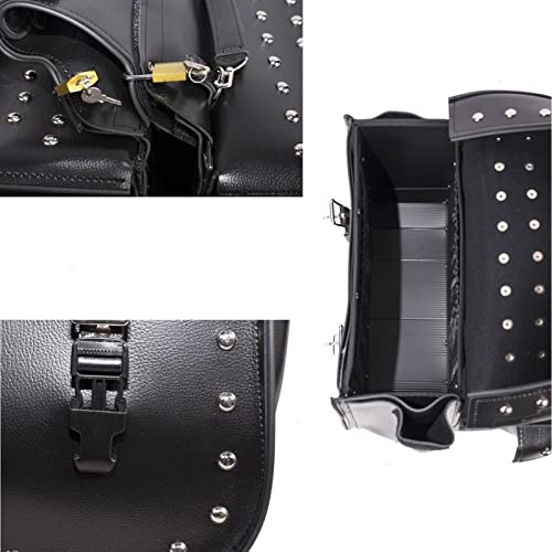 GARGOYLE BELLS Motorcycle Saddle Bags Studded PVC Motorcycle Luggage Bag with Gun Holsters For Softails Sportsters and Choppers Waterproof Tool Bags For Motorcycle (Black PVC, 15.5" x 6.5" x 12") - size: 14" x 12" x 10.5", style: Style 5