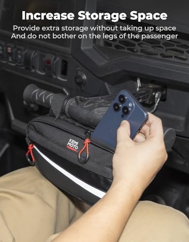 KEMIMOTO UTV Roll Cage Storage Bag Universal 1680D Grab Handle Storage Bag Dimensions 11" x 5" Side by Side Accessories Compatible with UTV, ATV, Golf Cart, Bike, Off-road Vehicle - color: Black