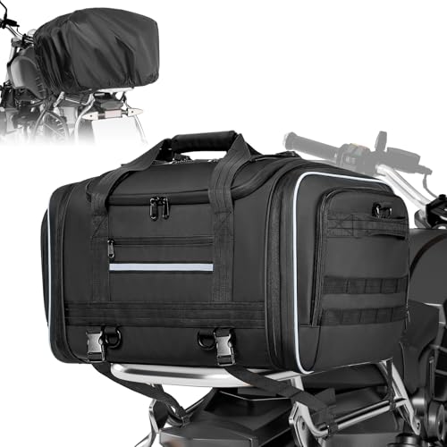 Marscamd Waterproof Motorcycle Tail Luggage Bag, 64L Expandable, Black - size: 64L