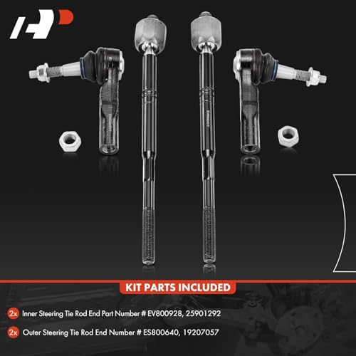 A-Premium Front Inner & Outer Tie Rod End Kit Fix Uneven Tire Wear